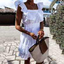 Load image into Gallery viewer, Solid Color Ruffle Stitching Sleeveless Mini Dress