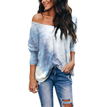 Load image into Gallery viewer, Tie-dyed V-neck Loose Long-sleeved T-shirt