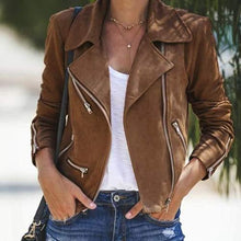 Load image into Gallery viewer, Lapel Diagonal Zipper Coat