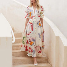 Load image into Gallery viewer, Elegant V-Neck Floarl Printed Dress