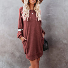 Load image into Gallery viewer, Long Sleeve Spliced Pullover T-shirt Dress