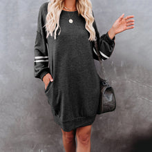 Load image into Gallery viewer, Long Sleeve Spliced Pullover T-shirt Dress