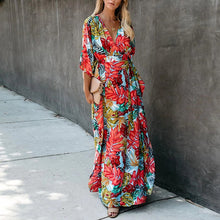 Load image into Gallery viewer, V-Neck Floarl Print Maxi Dress