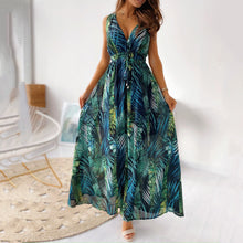 Load image into Gallery viewer, V-Neck Floarl Print Vacation Maxi Dress
