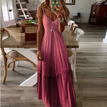 Load image into Gallery viewer, Casual V-Neck Gradient Color Maxi Dress