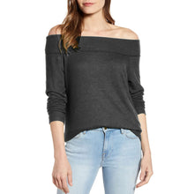 Load image into Gallery viewer, Solid Color Long-sleeved One-shoulder Top