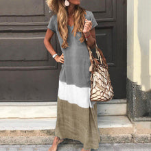 Load image into Gallery viewer, Boho Style Color Splicing Casual Loose Fit Maxi Dress