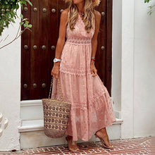 Load image into Gallery viewer, Elegant V-Neck Chiffon Maxi Dress