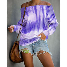 Load image into Gallery viewer, Tie-dye Printed One-shoulder Long Sleeved T-shirt