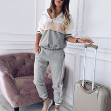 Load image into Gallery viewer, Color Block Fashion Sweater + Pants Suit