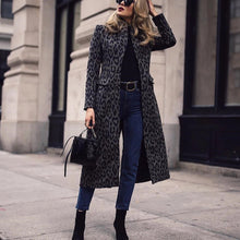 Load image into Gallery viewer, Lapel black leopard coat