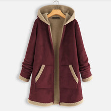 Load image into Gallery viewer, Plush hooded print coat