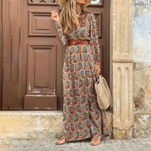 Load image into Gallery viewer, V-Neck Bohemian Print Maxi Dress