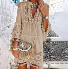 Load image into Gallery viewer, Bohemian Style Tassel Vacation Mini Dress