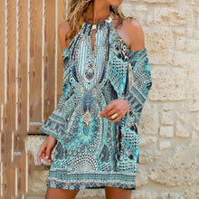 Load image into Gallery viewer, Bohemia Style Off Shoulder Casual Mini Dress