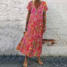 Load image into Gallery viewer, Boho V-Neck Printed Casual Maxi Dress