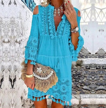 Load image into Gallery viewer, Bohemian Style Tassel Vacation Mini Dress
