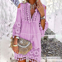 Load image into Gallery viewer, Bohemian Style Tassel Vacation Mini Dress
