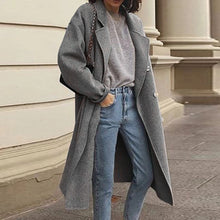 Load image into Gallery viewer, Solid Color Double-Breasted Woolen Coat