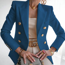 Load image into Gallery viewer, Solid Double-Breasted Slim-Fit Blazer Coat