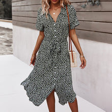 Load image into Gallery viewer, V-Neck Printed Short-Sleeved Dress