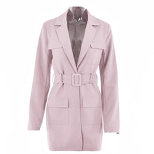 Load image into Gallery viewer, Lapel Long Sleeve Blazer Mini Dress With Blet