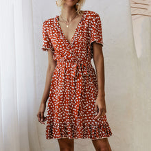 Load image into Gallery viewer, V-Neck Ruffle Print Dress