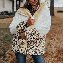 Load image into Gallery viewer, Lapel Thick Plush Stitching Leopard Coat