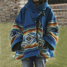 Load image into Gallery viewer, Long Sleeved Hooded Printed Woolen Coat