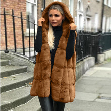 Load image into Gallery viewer, Faux Fur Vest Hooded Coat