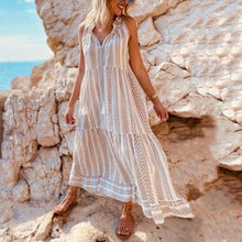 Load image into Gallery viewer, V-Neck Bohemian Style Vacation Maxi Dress
