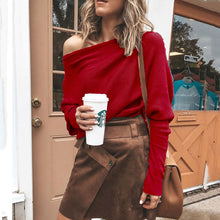Load image into Gallery viewer, Elegant Off-Shoulder Long Sleeve Sweater Shirt
