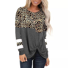 Load image into Gallery viewer, Leopard Print Round Neck Long Sleeve Top