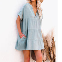 Load image into Gallery viewer, Casual Solid Color V-Neck Mini Dress