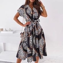 Load image into Gallery viewer, Elegant V Neck Printed Maxi Dress