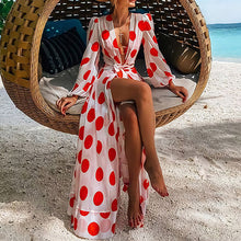 Load image into Gallery viewer, Polka Dot Chiffon Beach Holiday Maxi Dress