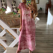 Load image into Gallery viewer, V-Neck Loose Slit Print Dress