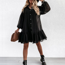 Load image into Gallery viewer, Elegant Puff Sleeve Lace Up Mini Dress