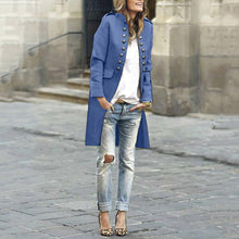 Load image into Gallery viewer, Elegant Solid Color Round Neck Long Sleeve Button Coat