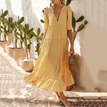 Load image into Gallery viewer, Bohemian Style V-Neck Maxi Vacation Dress
