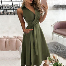 Load image into Gallery viewer, Elegant V-Neck Solid Color Maxi Dress