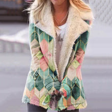 Load image into Gallery viewer, Lapel Print Plus Velvet Coat