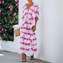 Load image into Gallery viewer, Casual V-Neck Tie-Dye Maxi Dress