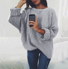 Load image into Gallery viewer, Solid Color Round Neck Pullover Sweater