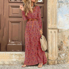 Load image into Gallery viewer, V-Neck Bohemian Print Maxi Dress