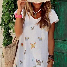 Load image into Gallery viewer, V-Neck Butterfly Floarl Print Dress