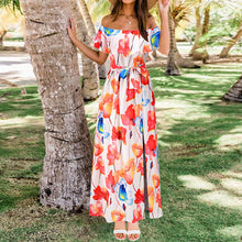 Load image into Gallery viewer, One-Shoulder Floral Bohemian Dress