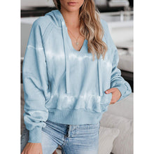 Load image into Gallery viewer, Tie-dye Hooded V-neck Sweatshirt