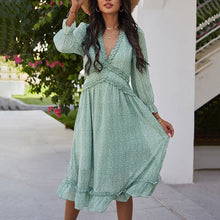 Load image into Gallery viewer, V-Neck Simple Print Maxi Dress