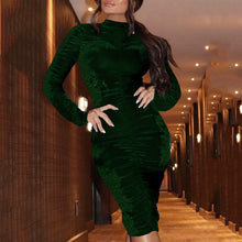 Load image into Gallery viewer, Retro Velvet Slim Bodycon Dress